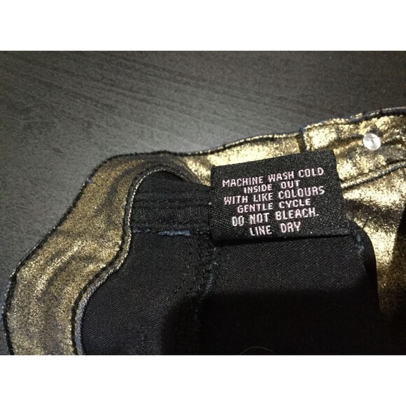 Tinseltown Shimmery Gold Denim Couture Junior Women's Skinny Pant Jeans Size 3 - Picture 4 of 5